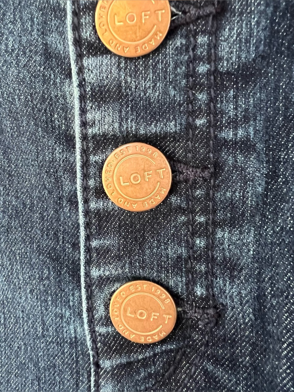 LOFT High Rise Skinny Jeans Size 10/30 Exposed Button Fly Dark Wash Denim 477357 - Picture 7 of 13